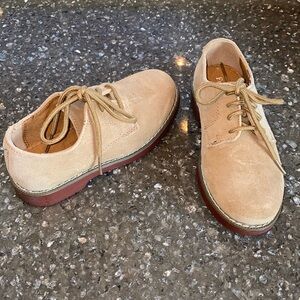WORN ONCE - Freeman TAN Suede Dress Shoes. Boys Size 12.